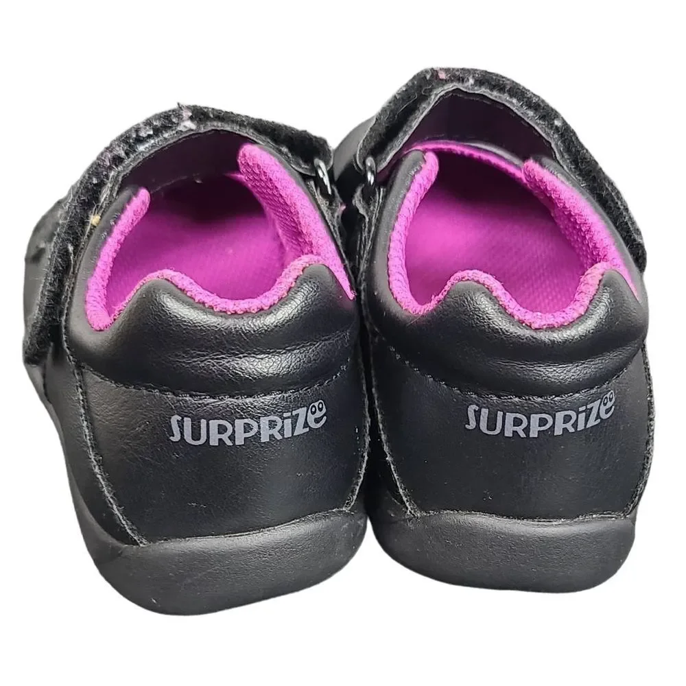 Smart Fit Toddler Girl Size 5 Black Memory Foam Mary Jane Flower Velcro Shoes